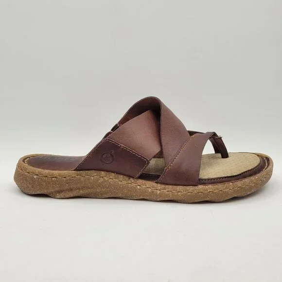 Born Sorja Sport Leather Thong Sandals Women's 9 EU 39-40 Brown - Picture 3 of 14
